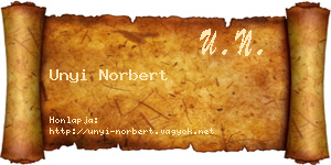 Unyi Norbert névjegykártya